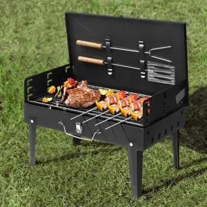 Portable Charcoal Grill, Foldable BBQ Grill Kit Easy to Carry, BBQ Cooking Instant Foldable for Outdoor Barbecues Camping Traveling Picnics Garden Beach Party
