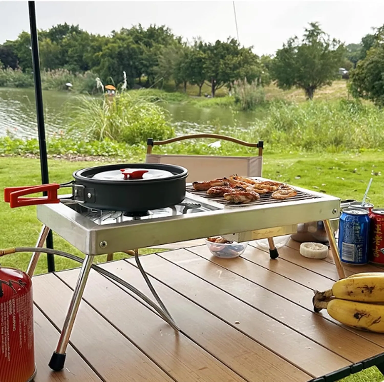 Portable Charcoal Grill,Small BBQ Tabletop Fire Pit for Camping Patio Outdoor, Stainless Steel Folding Barbecue Backpacking for Travel Backyard Picnic Beach a