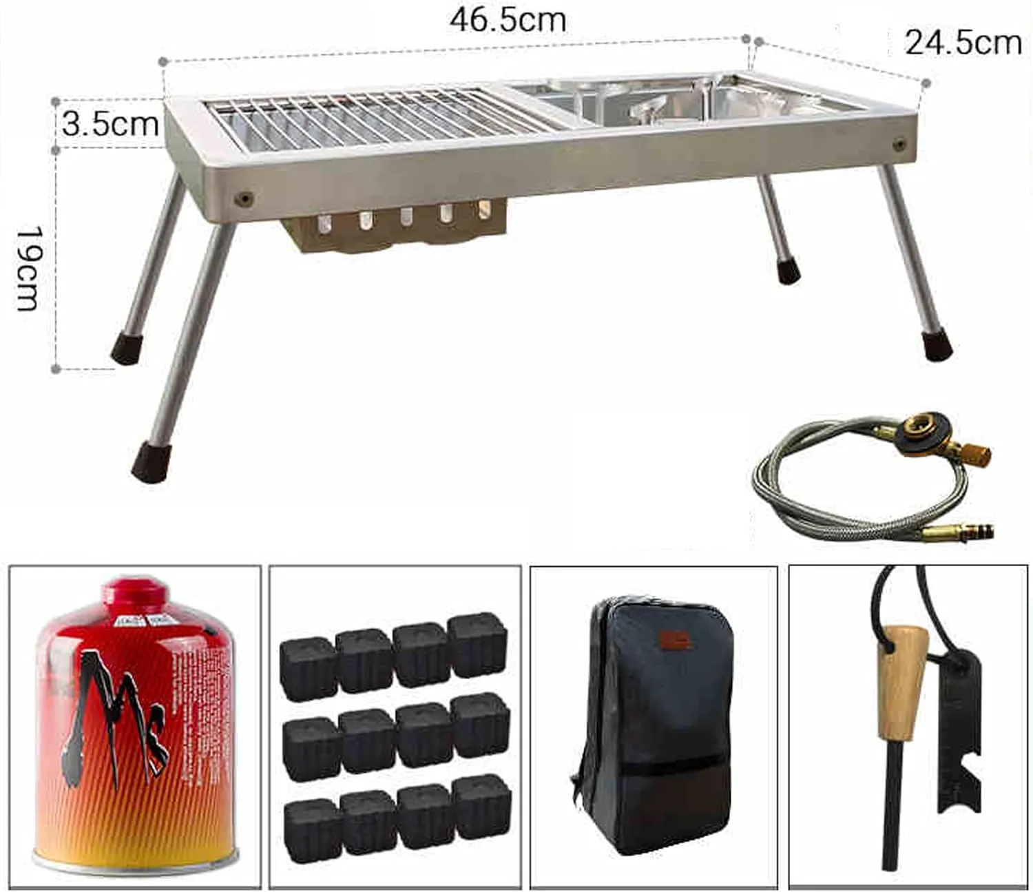 Portable Charcoal Grill,Small BBQ Tabletop Fire Pit for Camping Patio Outdoor, Stainless Steel Folding Barbecue Backpacking for Travel Backyard Picnic Beach a