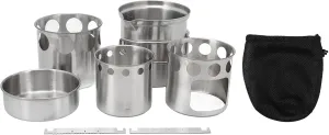Portable Cookware Set, Stainless Steel Outdoor Wood Stove Cooking Pot Set, Survival Cooking Kit for Camping Hiking and Picnic Backpacking