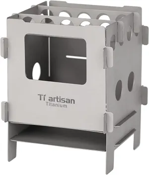 Portable Foldable Titanium Wood Burning Stove Pocket Camping Cooking Picnic Backpacking