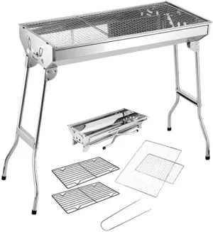 Portable Folding Barbecue Grill Heating Stoves Multifunction Camping BBQ Grill Rack Net Firewood Stove Stainless Steel BBQ Grill, 3256806680685351