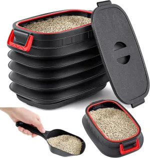 Portable Litter Storage Container with 1 Shovel Leakproof Multi Purpose Sealable Retractable Bucket with Airtight Lids Handle Leakproof Telescopic Cat Litter Container with Wheels for Bin