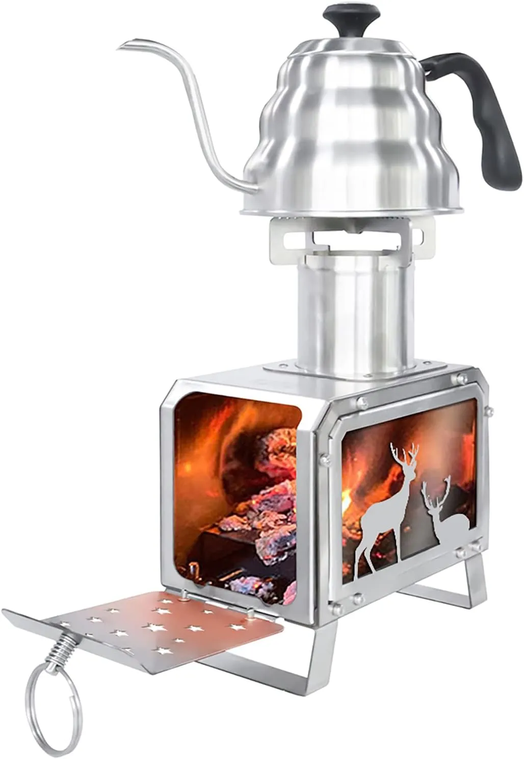Portable Outdoor Camping Stove for Backpacking BBQ Hiking Picnic Cooking Stainless Steel Fire Stove(Small)