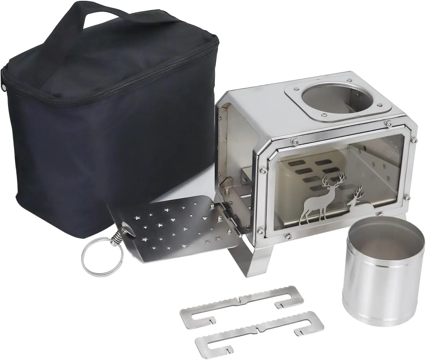 Portable Outdoor Camping Stove for Backpacking BBQ Hiking Picnic Cooking Stainless Steel Fire Stove(Small)