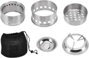 Portable Stainless Steel Alcohol Stove With Storage Bag, Compact & Lightweight Design for Camping, Hiking, Backpacking & Outdoor Cooking Needs (Round)