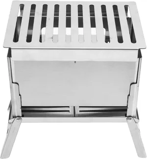 Portable Stainless Steel Wood Burning Stove for Outdoor Hiking - Folding BBQ Kits for Picnics, Compact 2-3 People Camp Cooker