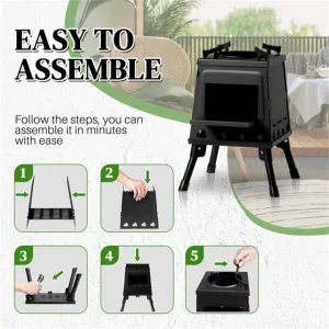 Portable Windproof Outdoor Fire Wood Heater with Burner Stove Bin for Camping Tent