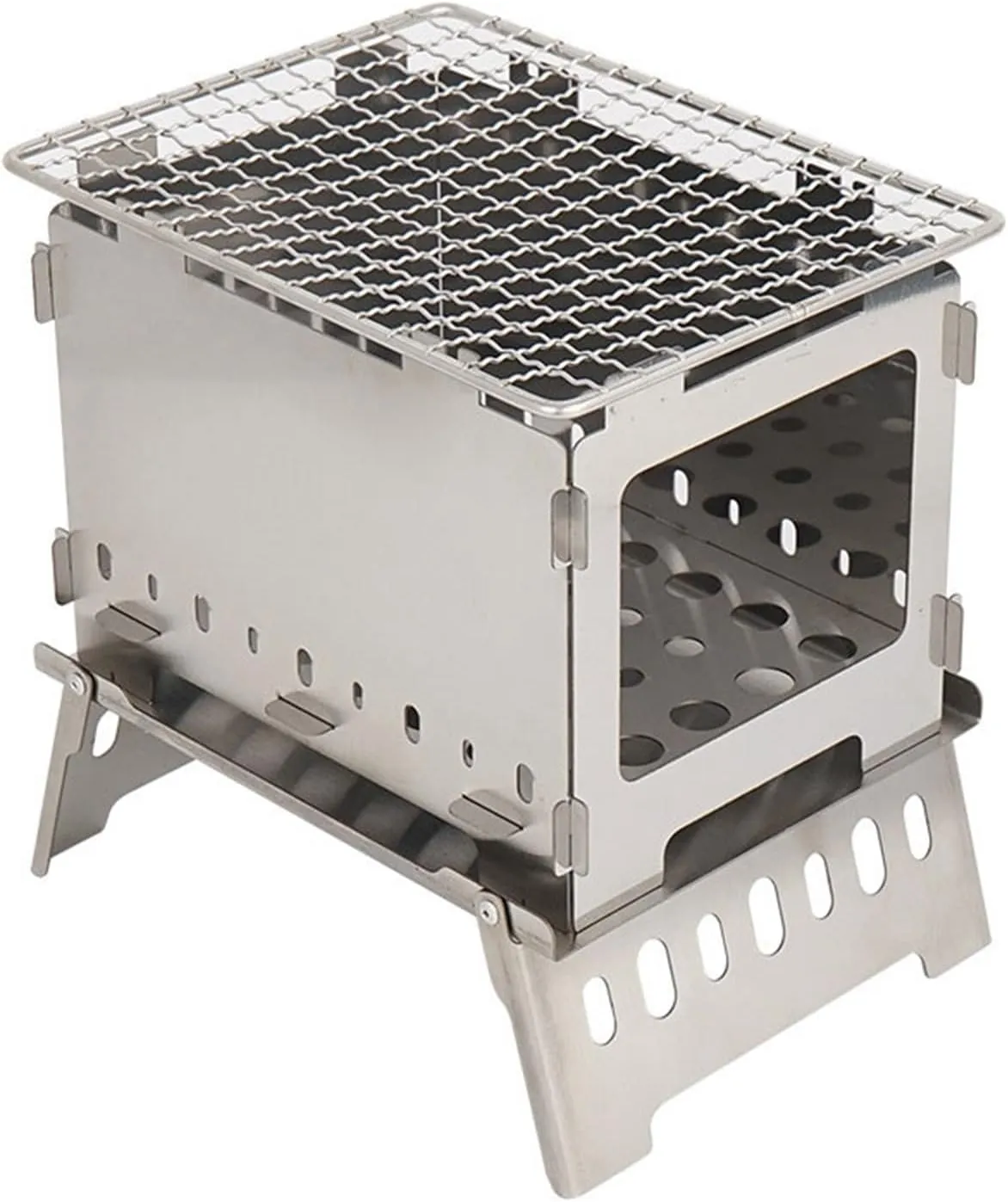 Portable Wood Burning Stove Stainless Steel Foldable Wood Burning Stove with Storage Bag for Outdoor Camping