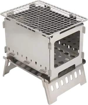 Portable Wood Burning Stove Stainless Steel Foldable Wood Burning Stove with Storage Bag for Outdoor Camping