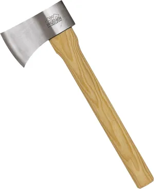 Prandi German Type Carbon Steel Hatchet – Compact Camp Axe with Hickory Handle for Bushcraft, Chopping, Splitting, Carving, and Firewood – S/N 3T.043.06.CHS – 15" L x 4.5" W, 600g Head, No Sheath
