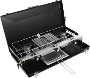 Propane Camping Stove, 3-Burner Portable Stove, Adjustable Camping Grill with Wind Guards, Toast Tray, 15300 Total BTUs for Car Camping BBQ Picnics Outdoor Cooking Propane Burner