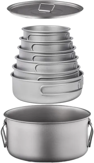 Pure Titanium Camping Cookware Set – Lightweight Foldable Cooking Pot for Hiking, Backpacking & Outdoor Adventure, High-Temperature Resistant & Portable