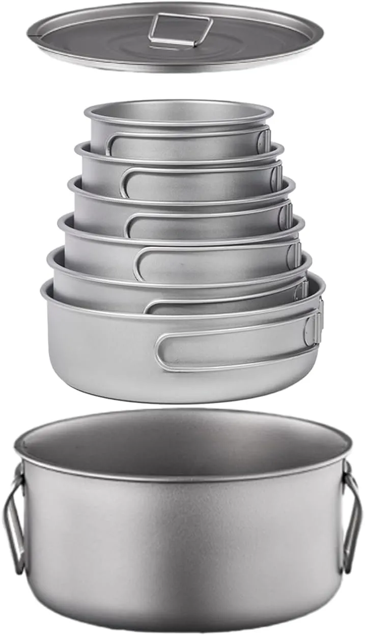Pure Titanium Camping Cookware Set – Lightweight Foldable Cooking Pot for Hiking, Backpacking & Outdoor Adventure, High-Temperature Resistant & Portable