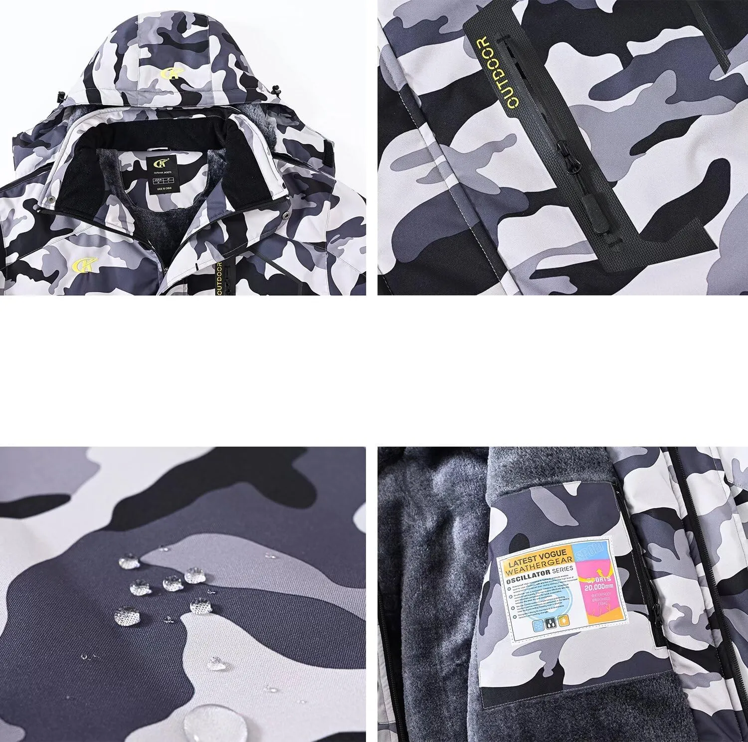 QPNGRP Mens Waterproof Ski Snowboard Jacket Winter Windproof Snow Coat