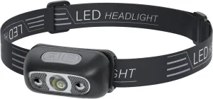 Rechargeable Headlamp for Adults with 300 Lumens, USB Rechargeable Head Lamp with Lightweight Design(0.08 LB), IPX4 LED Sensor Headlamps for Running Camping Reading with Long Run Time (Black & Silver)
