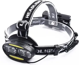 Rechargeable Headlamp, LED Head lamp with Red Light and Motion Sensor Switch, Perfect for Running, Hiking, Lightweight, Waterproof, Adjustable Headband, 5 Modes