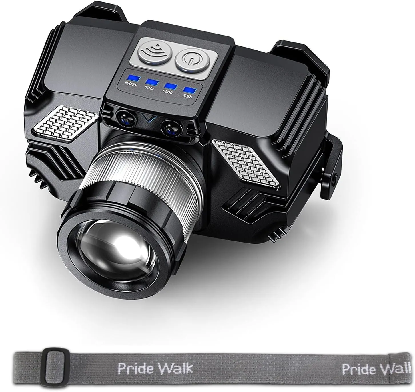 Rechargeable Headlamp, Motion Sensor LED Headlamp, Bright Head Lights for Forehead, Flashlight, Waterproof Outdoor Emergency Headlight with 3 Lighting Modes
