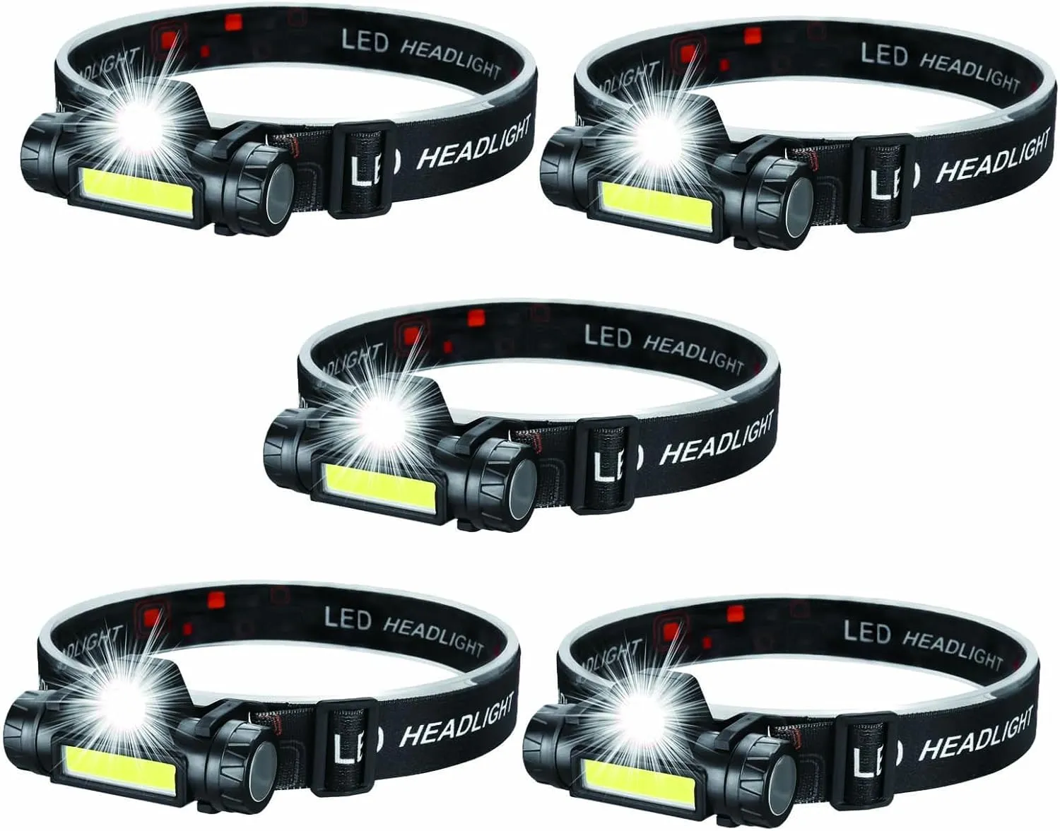Rechargeable Headlamp Super Bright LED Head Torch,Adjustable Beam,Lightweight Head Lamp,Waterproof Headlight,Bike Light Flashlight for Running Camping Cycling Outdoor Adults Kids (4 Pack)