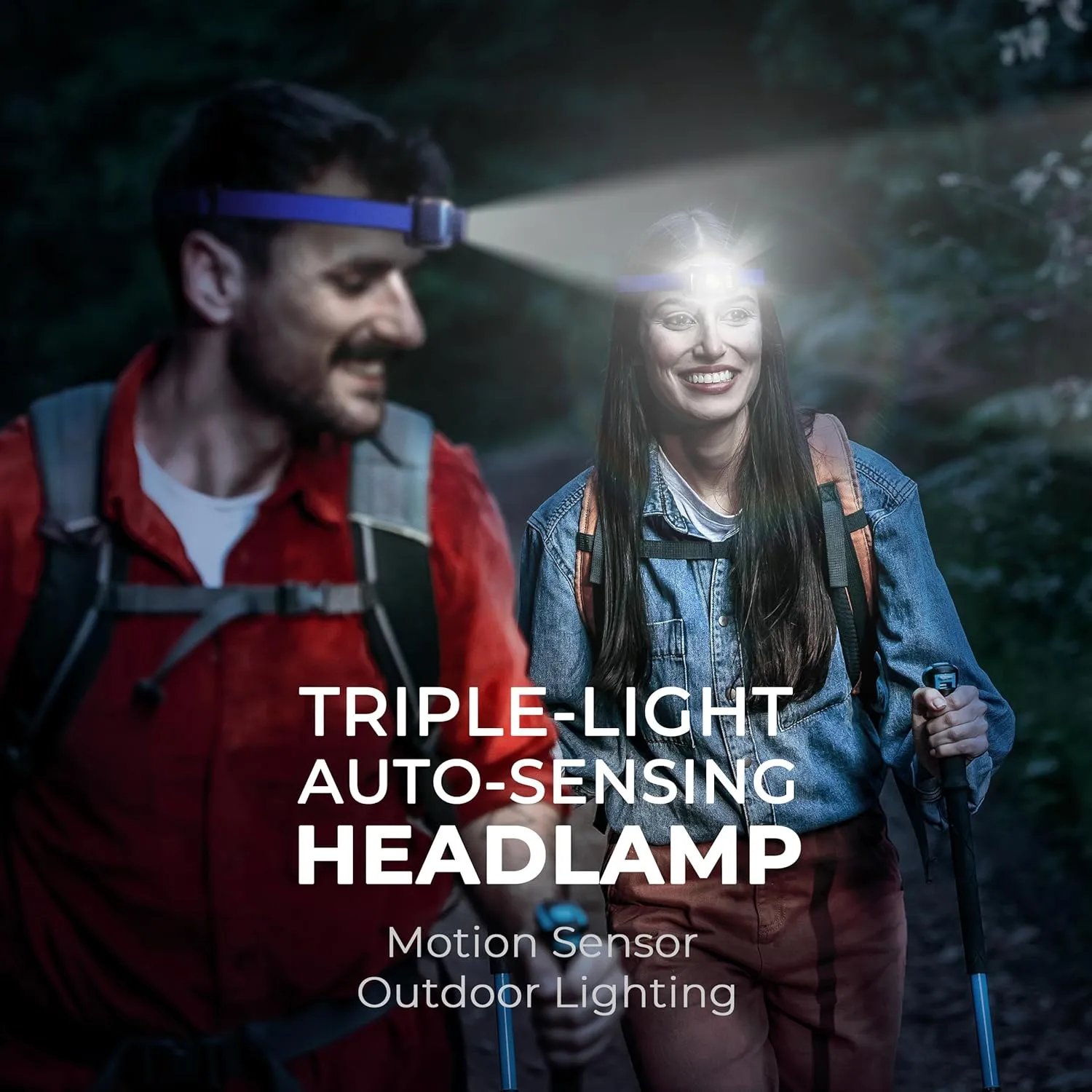 Rechargeable Headlamps Flashlight,1200 Lumens Super Bright LED Head Torches,Sensor Control, 7 Light Settings, IPX5 Waterproof & Lightweight, Ideal for Camping, Running & Hiking Outdoor (2 Pack)