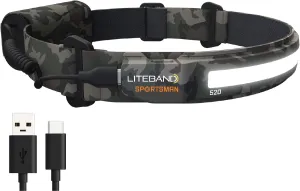 Rechargeable LED Headlamp - Liteband ACTIV 520 Lumens Super Bright Head Lamp, Battery Powered Tactical Headlamps, Camping, Running, Hard Hat Light, Best Rated Hands Free Forehead Flashlight, Camo