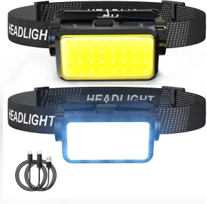 Rechargeable LED Headlamp,2500 Lumens Super Birght Headlight,IPX6 Waterproof Flashlight for Camping Running Fishing Work,6 Light Modes with Adjustable Headband,Head Lamp for Adult Kid