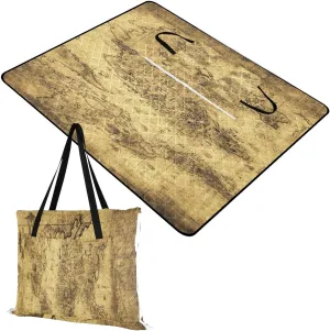 Rectangle Picnic Mat, Outdoor Tote Waterproof Backing Handy Portable Blanket for Family Friends Camping Beach Yoga Hiking Print Ancient Map of The World Vintage