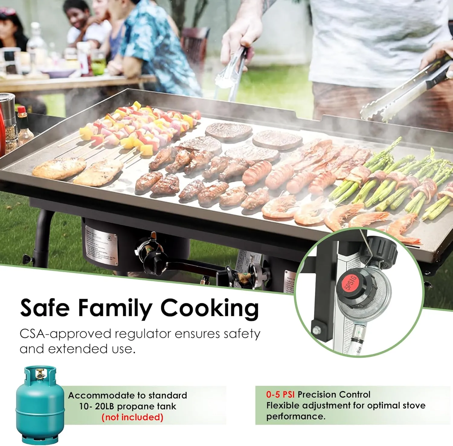 Red Mountain Valley Three Burner Outdoor Portable Camping Gas Stove with Removable Legs, Portable Bag and Windshield, Camping Stove Propane for Cooking, CSA Certified, Outdoor Propane Burner