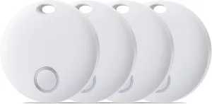 Reyke Smart Tag, Bluetooth Luggage Tracker, Works with Apple Find My (iOS Only), Item Locator for Key, Luggage, Backpack, Wallet, IP67 Waterproof, 4 Pack White
