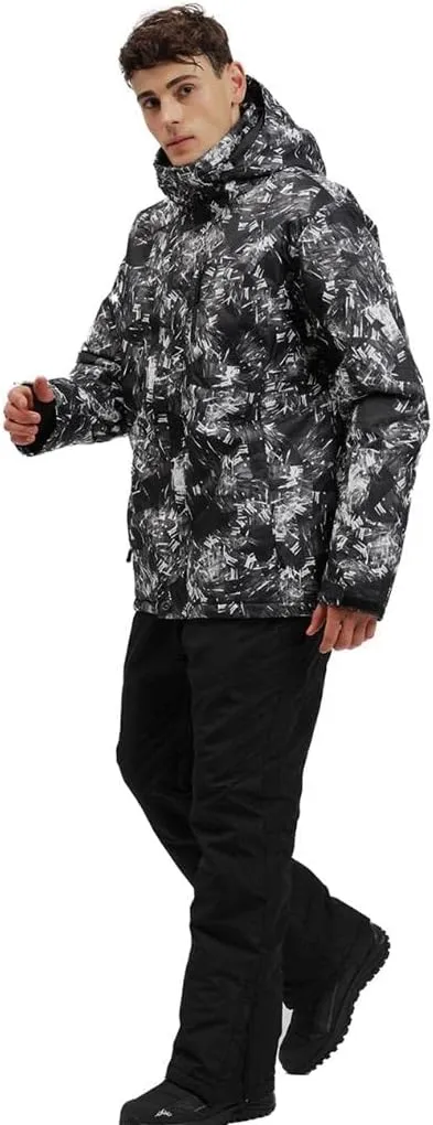 RIUIYELE Men Ski Jacket Ski Pants Winter Warm Windproof Waterproof Outdoor Sports Snowboarding Ski Coat Trousers Ski Suit