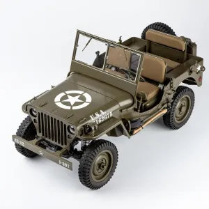 RocHobby 1/6 1941 MB Scaler RC Car, 4x4 Hobby Grade RC Car Mini RC Rock Crawler Military, RC Truck with 550 Brushed Motor, LED Lights for Adults, RS