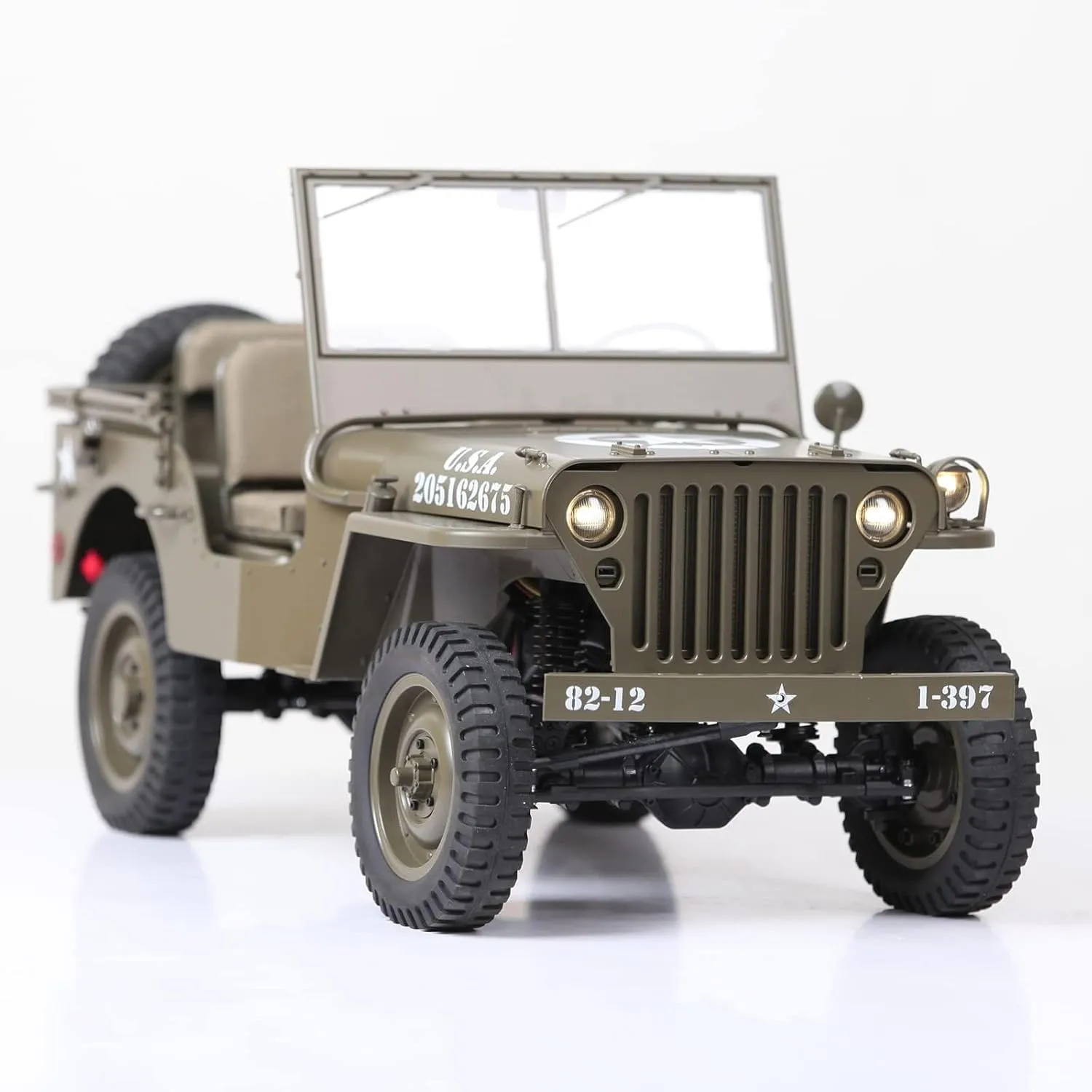 RocHobby 1/6 1941 MB Scaler RC Car, 4x4 Hobby Grade RC Car Mini RC Rock Crawler Military, RC Truck with 550 Brushed Motor, LED Lights for Adults, RS