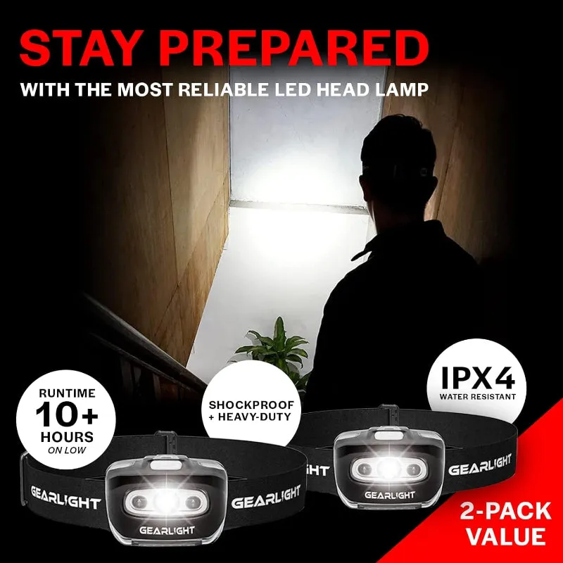 Rynx | 2-Pack LED Headlamp, Adjustable Headband with 7 Modes