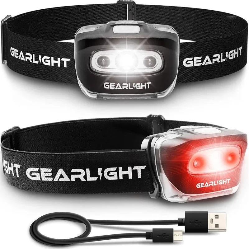 Rynx | 2-Pack LED Headlamp, Adjustable Headband with 7 Modes