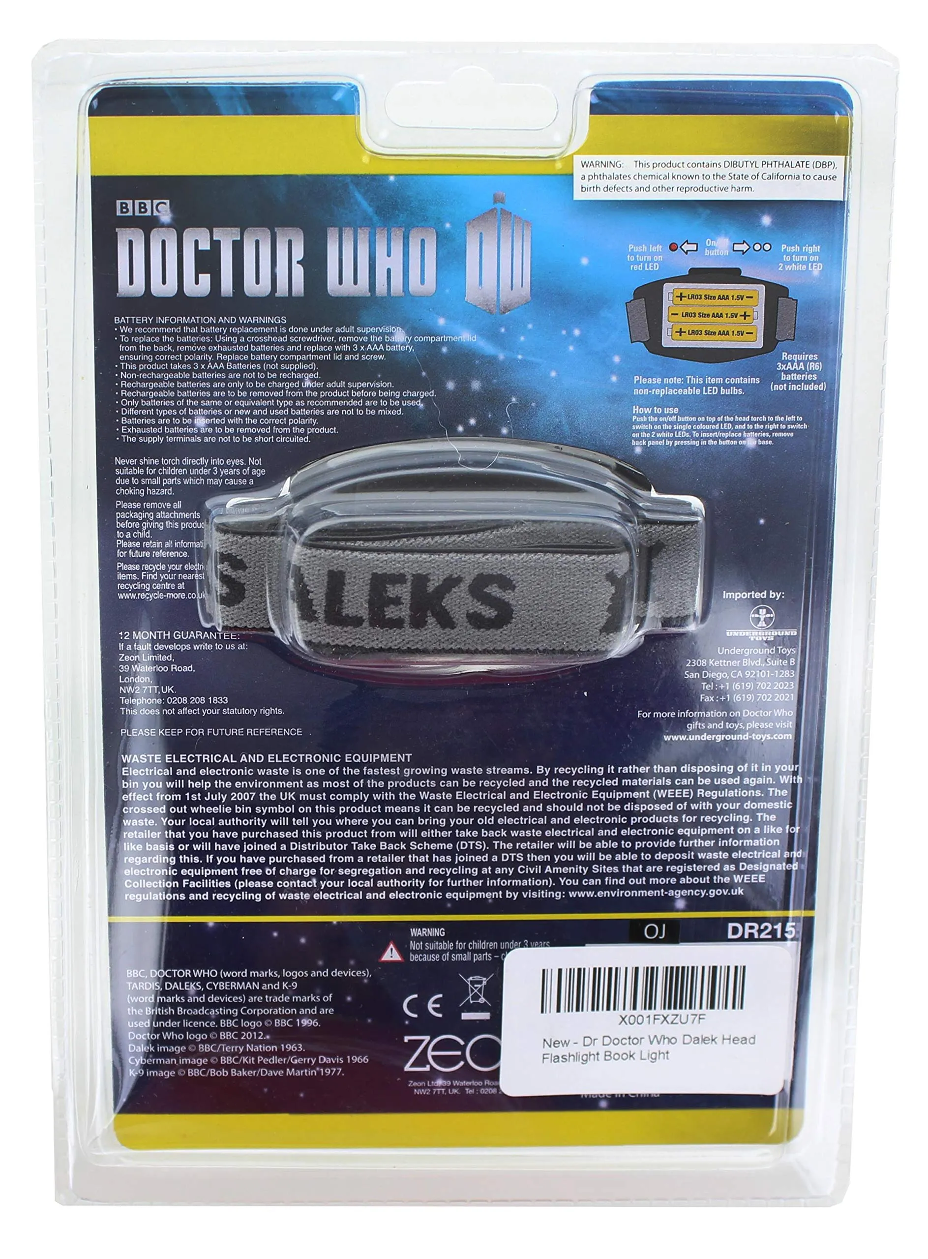 Rynx | Doctor Who Dalek Head Flashlight Book Light by Seven20 - Multicolor Plastic Design
