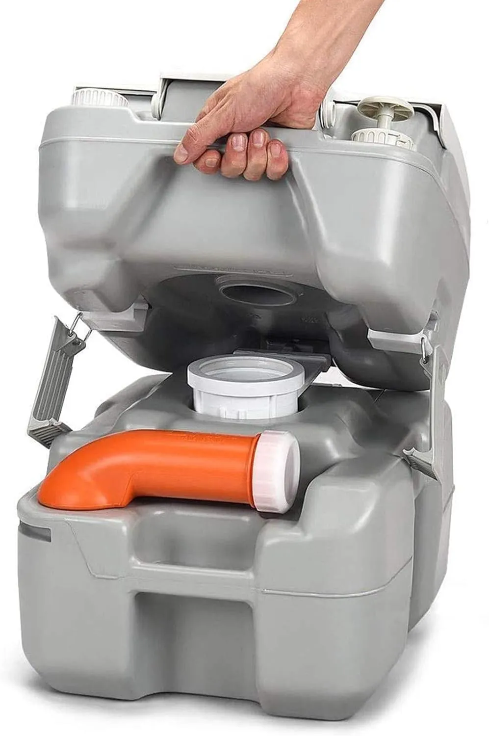 S AFSTAR 5.3 Gallon Portable Toilet for Camping, RV Camping Toilet with Level Indicator, 3-Piston Pump Flush, Fresh Water & Waste Split Tank, Outdoor Porta Potty for Travel Trips Hiking Boating