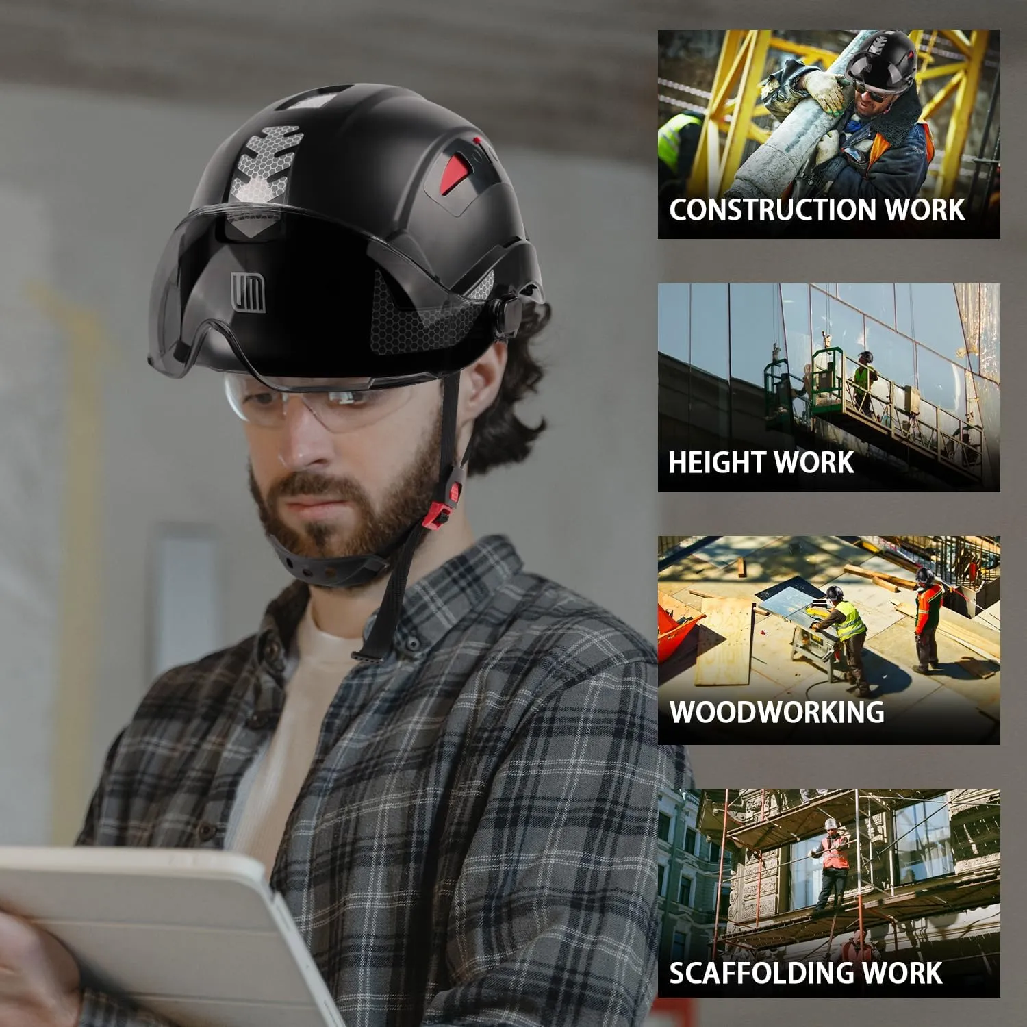 Safety Helmet Hard Hat, ANSI Z89.1 Approved Lightweight Vented Work Helmet, 6-Point Adjustable Ratchet Suspension Hardhat Ideal for Industrial and Construction