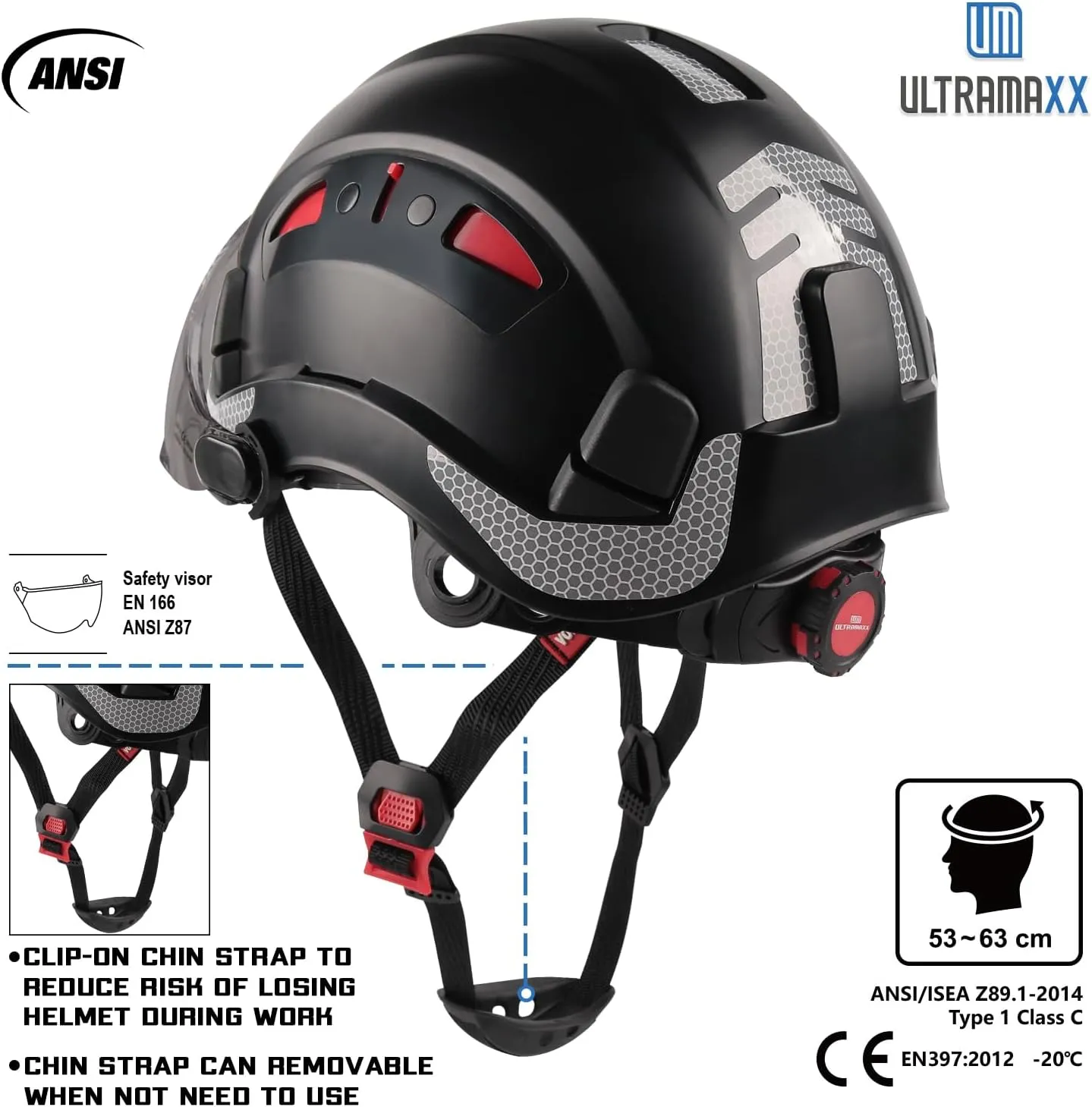 Safety Helmet Hard Hat, ANSI Z89.1 Approved Lightweight Vented Work Helmet, 6-Point Adjustable Ratchet Suspension Hardhat Ideal for Industrial and Construction