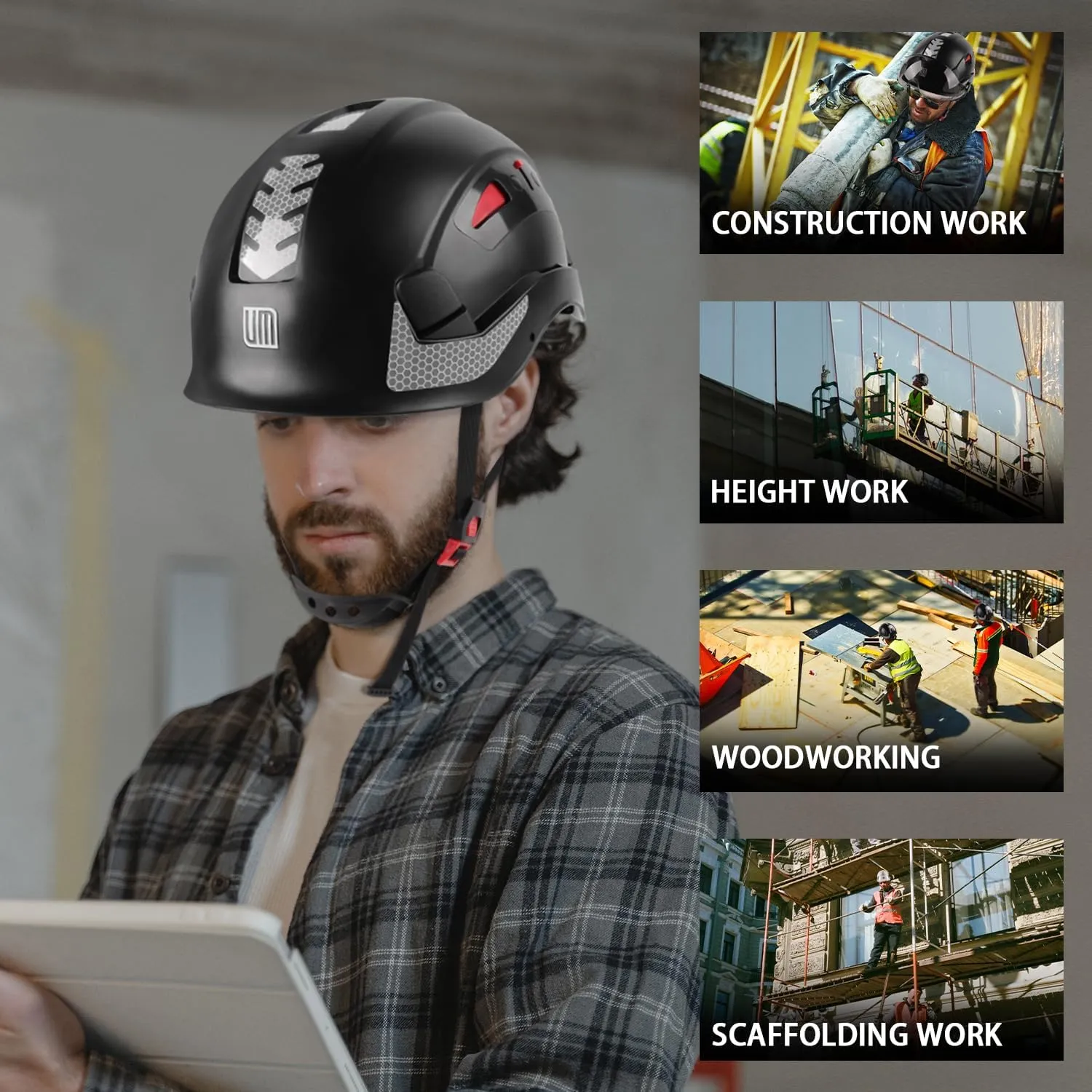 Safety Helmet Hard Hat, ANSI Z89.1 Approved Lightweight Vented Work Helmet, 6-Point Adjustable Ratchet Suspension Hardhat Ideal for Industrial and Construction