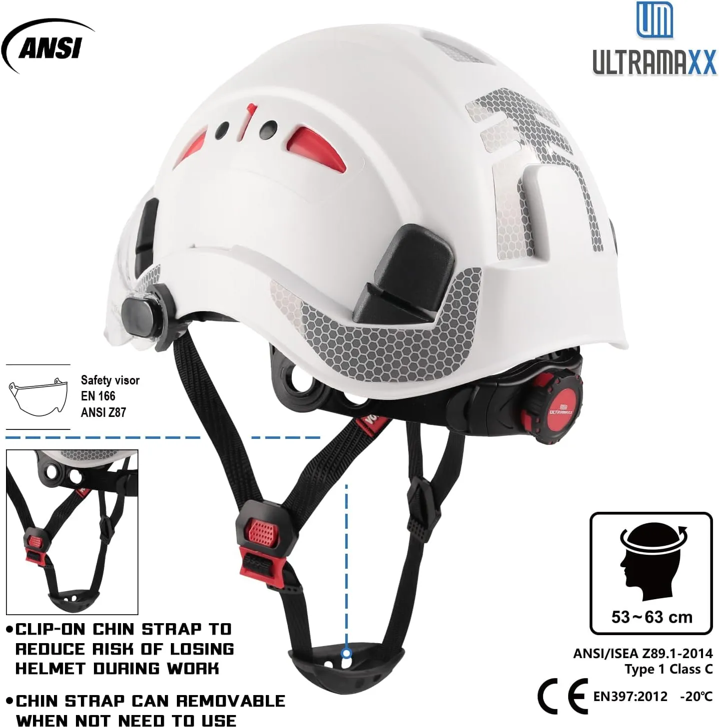Safety Helmet Hard Hat, ANSI Z89.1 Approved Lightweight Vented Work Helmet, 6-Point Adjustable Ratchet Suspension Hardhat Ideal for Industrial and Construction