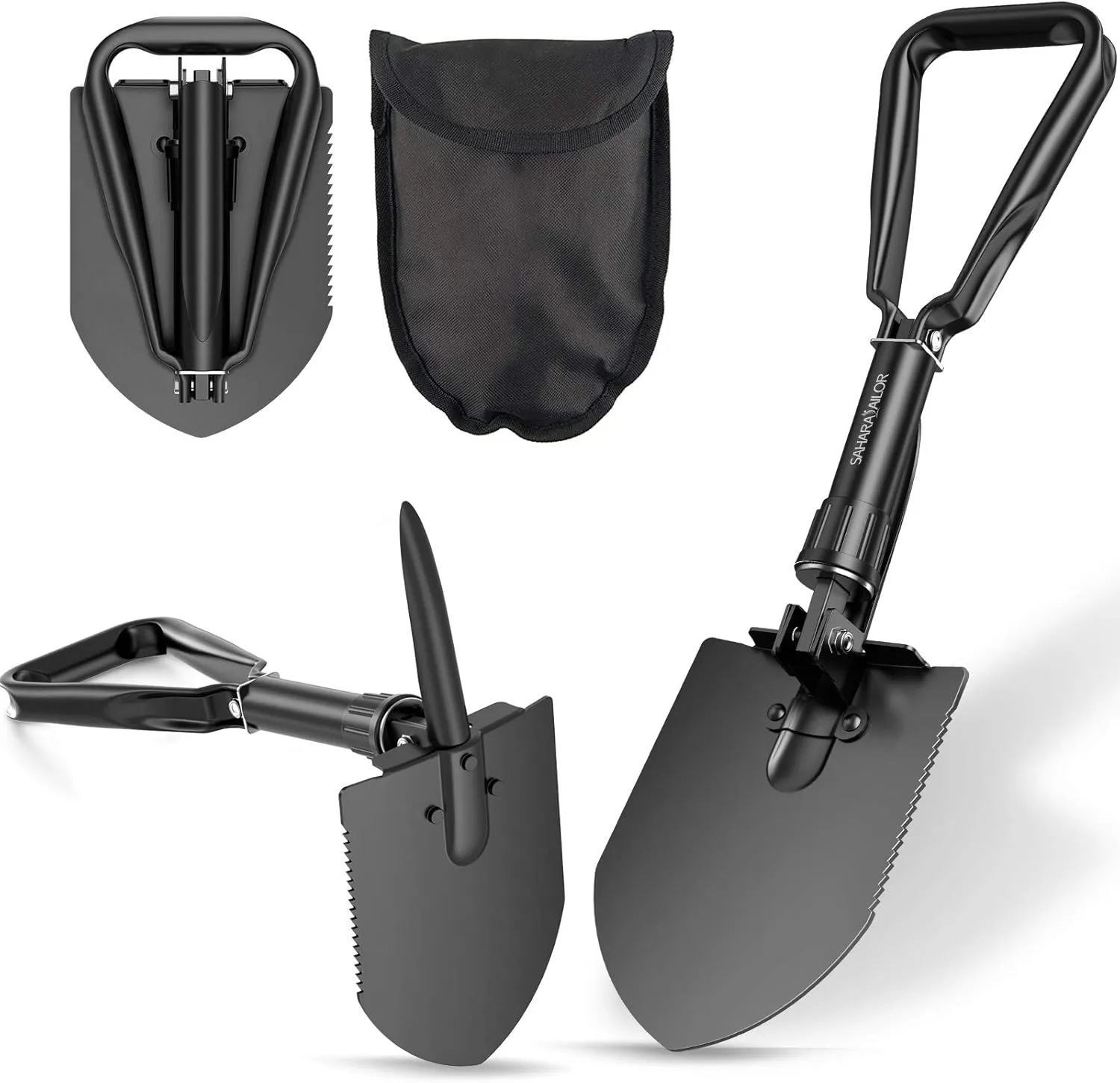 Sahara Sailor Folding Shovel, Spade Shovel for Digging, Camping Shovel Folding Multitool of Camping Essentials, Mini Foldable Shovel Work as Backpacking Trowel with High Carbon Steel & Storage Pouch