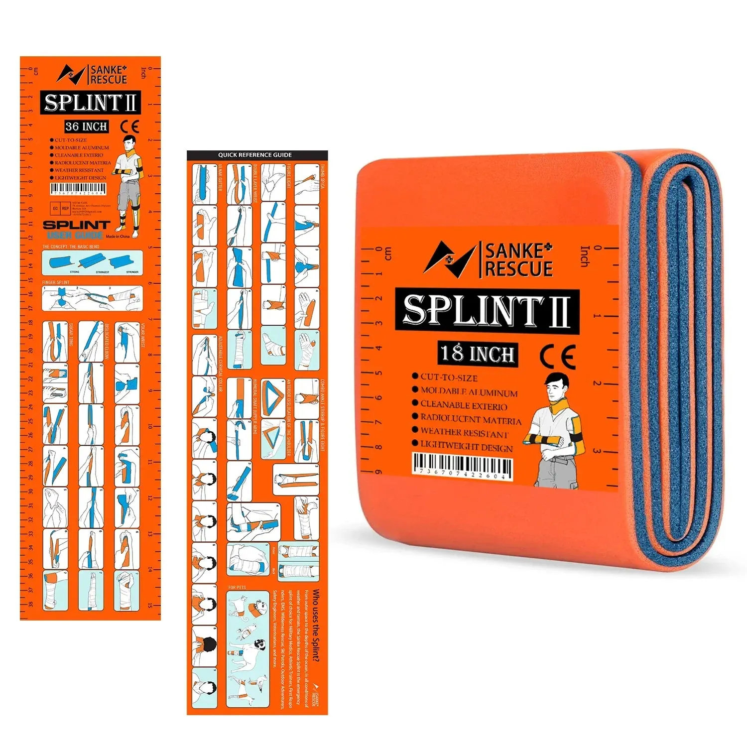 SANKE RESCUE First Aid Splint for Wrist and Thumb Support, 36/18" x 4.3"