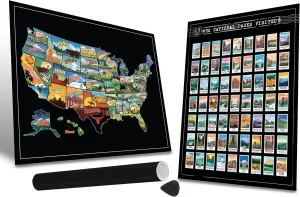 Scratch Off Map of United States   All 63 US National Parks Scratch Off Poster,Travel Map Gift Adventure Wall Poster For Kids Adults
