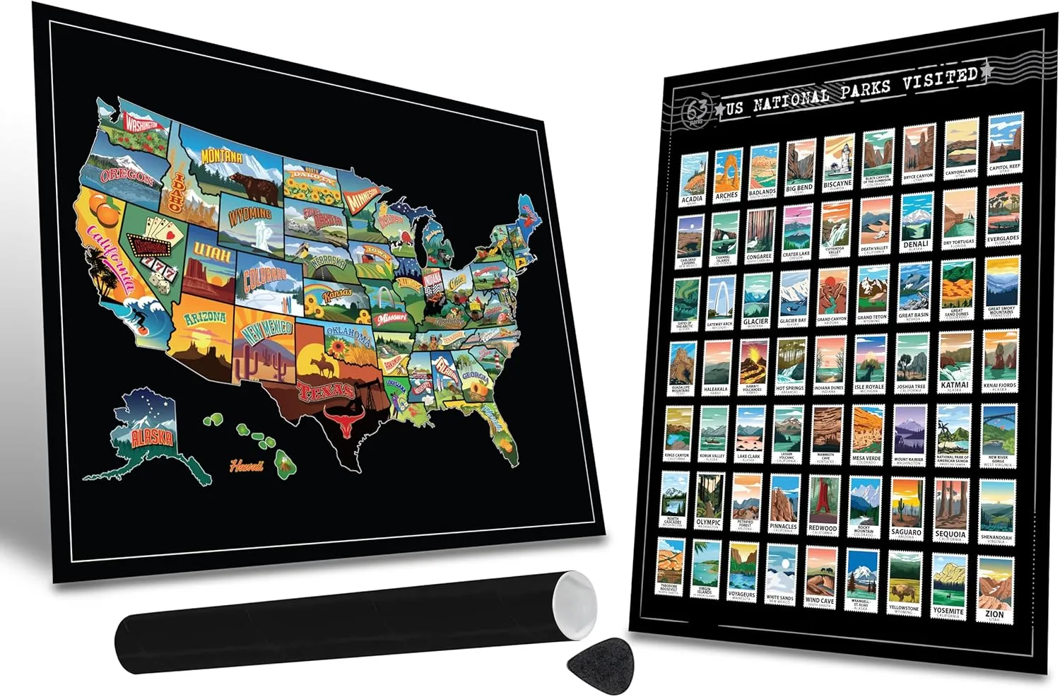 Scratch Off Map of United States   All 63 US National Parks Scratch Off Poster,Travel Map Gift Adventure Wall Poster For Kids Adults