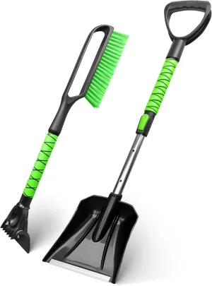 SEAAES Snow Brush and Extendable Snow Shovel with Foam Grip, Ice Scraper Snow Brush for Car SUV Truck Vehicle Windshield Window