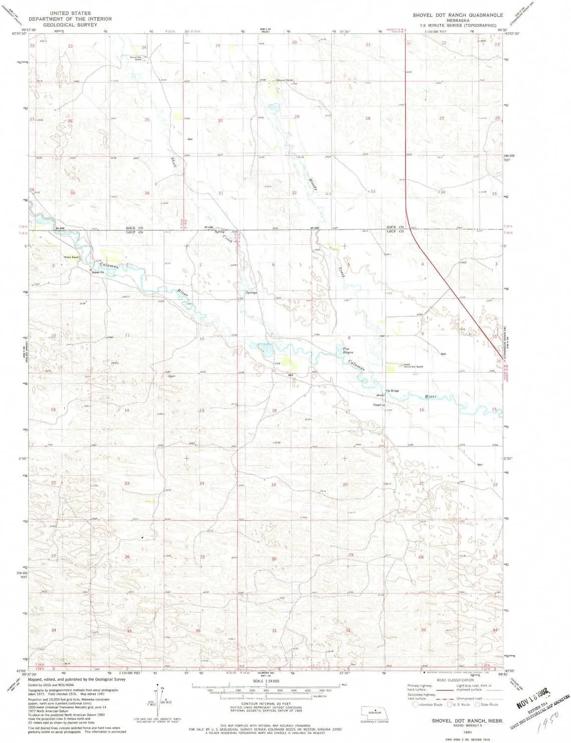 Shovel Dot Ranch NE topo map, 1:24000 Scale, 7.5 X 7.5 Minute, Historical, 1981, Updated 1982, 26.9 x 22 in