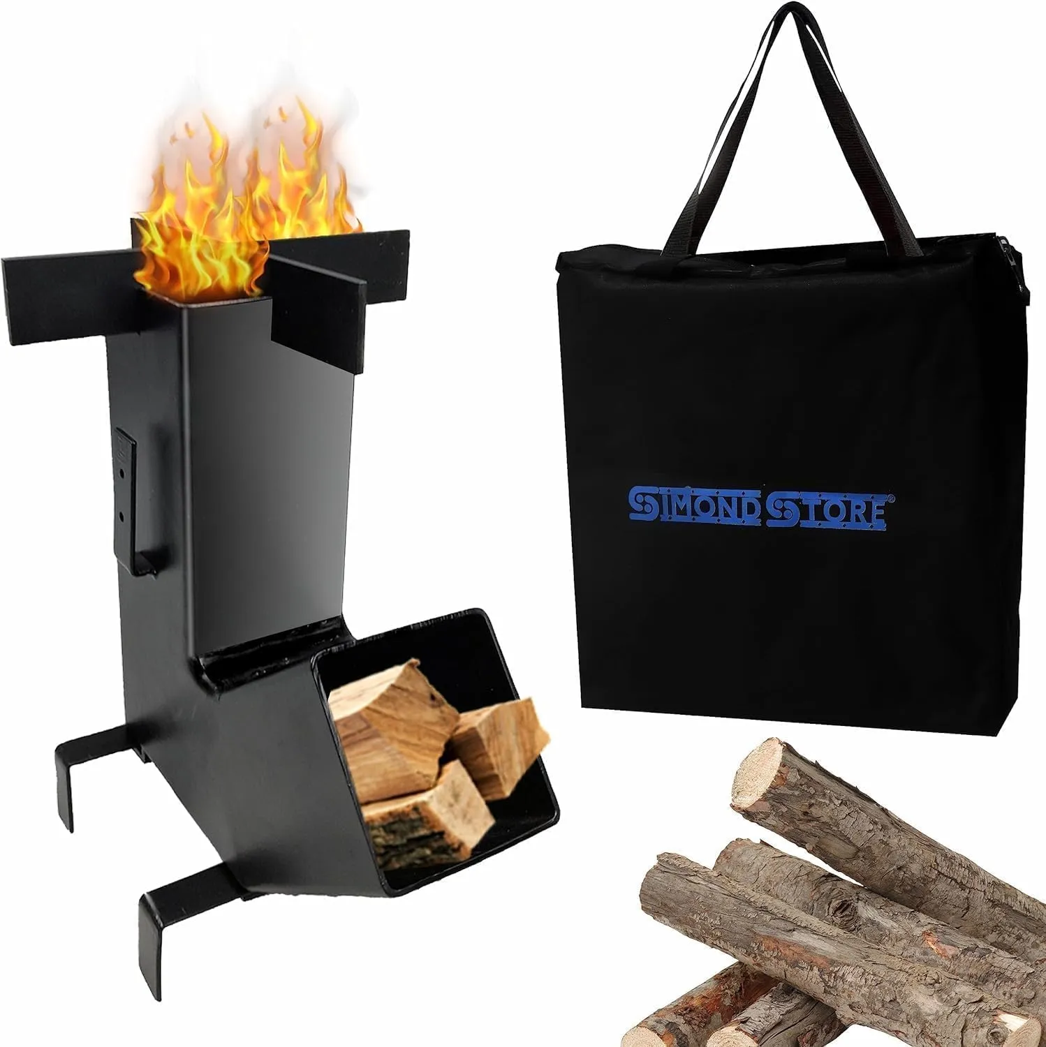 SIMOND STORE Rocket Stove with Removable top and Self Feeding Camping as Well as Wood Stove