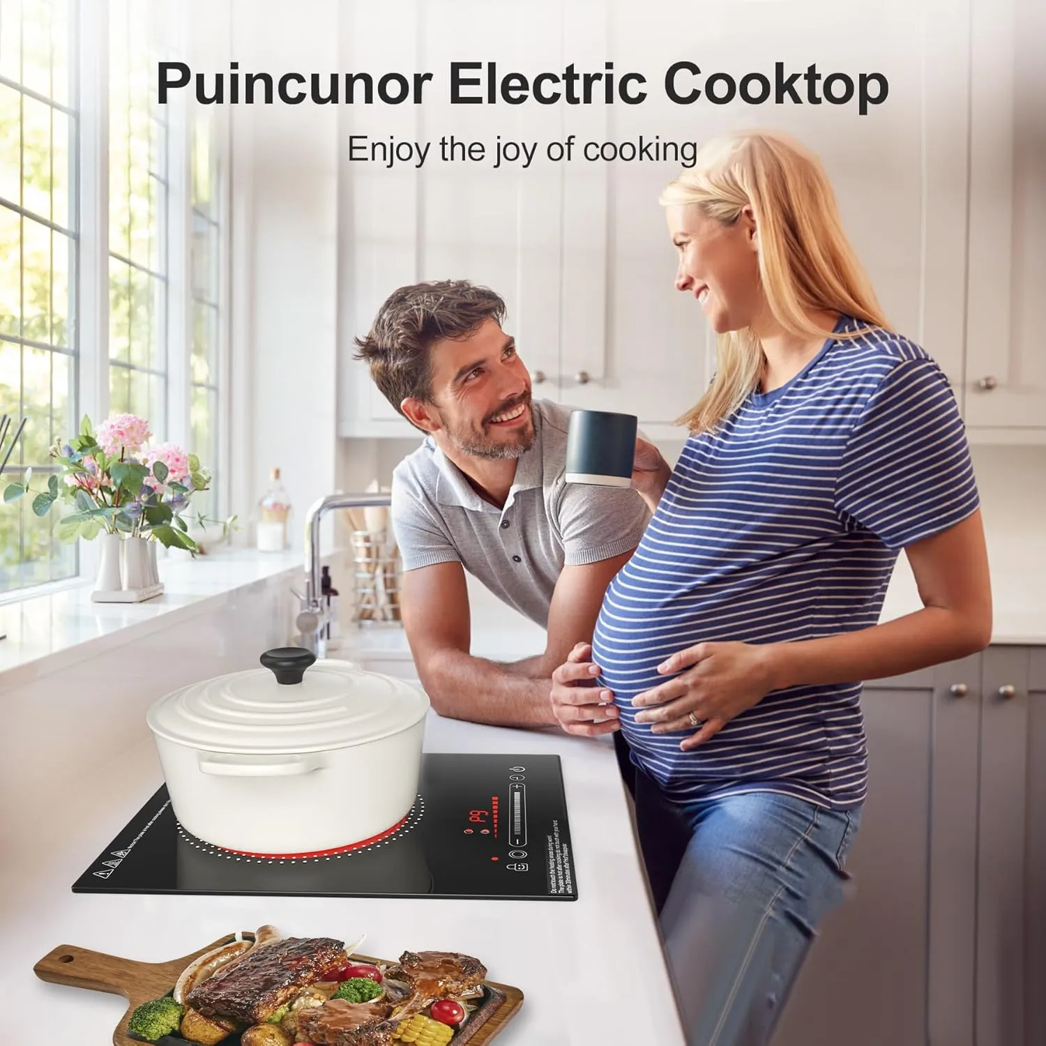 Single Burner Electric Cooktop, 110V1800W Electric Stove, LED Display with Touch Control, 11 Power Levels, Child Safety Lock and Timer, Overheat Protection.