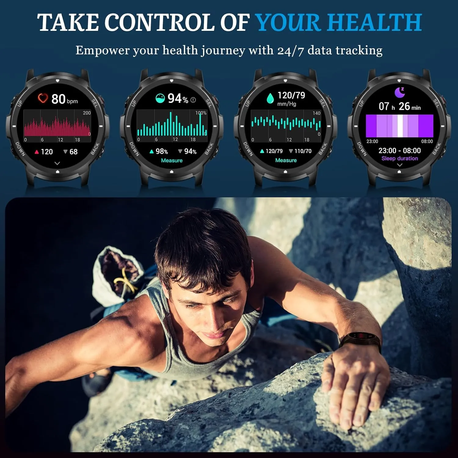 Smart Watch for Men- Bluetooth Call, 2025 Military Waterproof Fitness Sleep Tracker Watch with 110 Sports Modes, Smartwatch for Samsung Android iPhone iOS Compatible