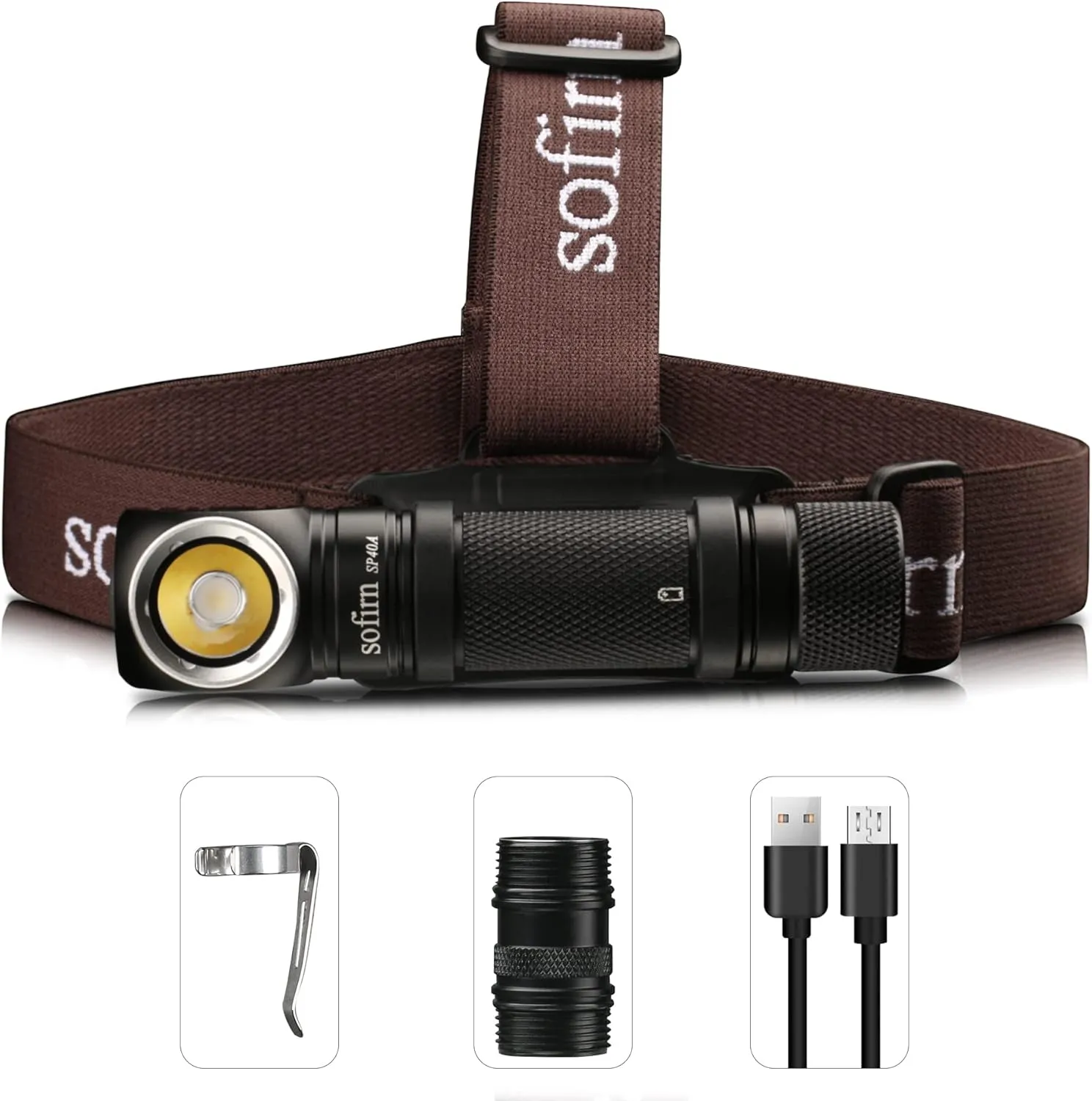 sofirn SP40A Rechargeable Headlamp, 1200 High Lumen Max Flashlight with LH351D 5000K 90 High CRI LED Headlight, TIR Lens, for Camping, Hiking, Fishing (Lens-5000K-Kit)